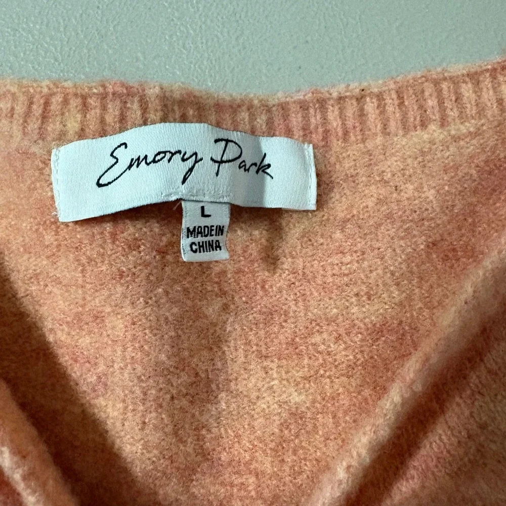 Emory Park Knit‎ Mini Dress Peach Pink Bow Front Cut Out Sleeveless Womens Large